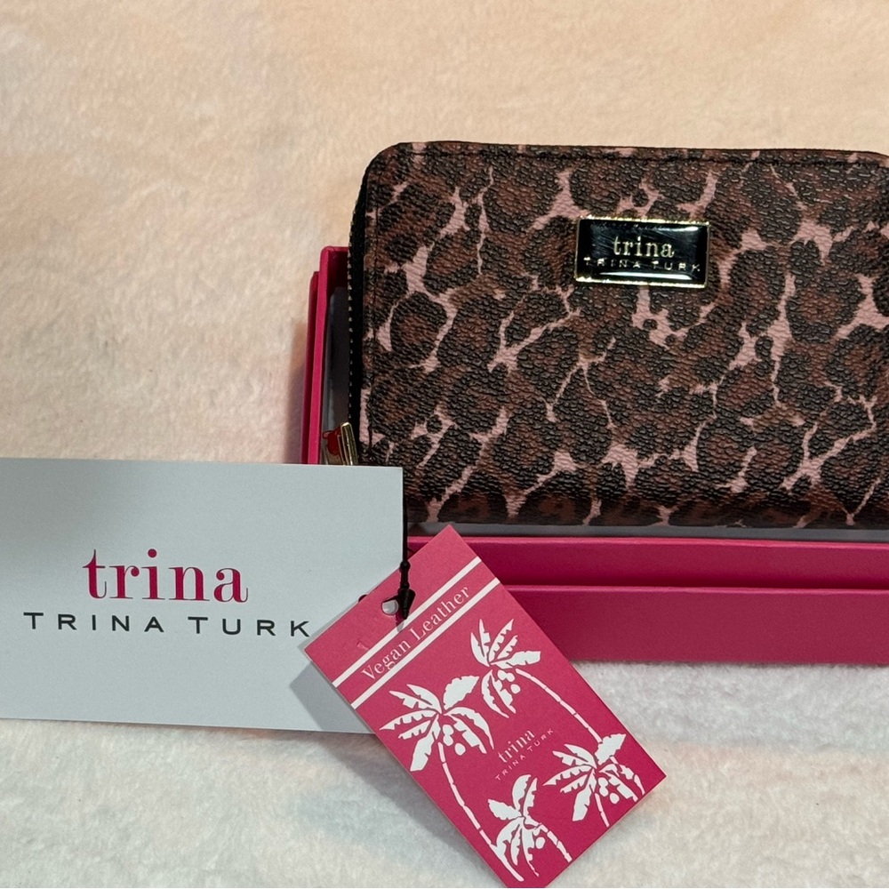 Trina Turk Pink and Brown Leopard Print Wallet
